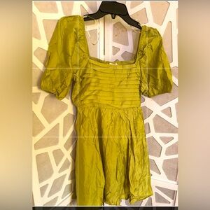Green Puff Sleeve Dress